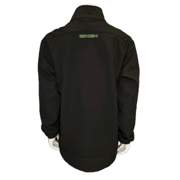 Cinch Softshell Jacket Full Zip Black Bright Green Trim Rancher Men's XL - Picture 4 of 16